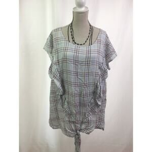 A.n.a Ruffle short sleeve tee plaid XL